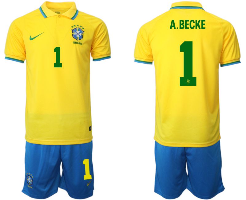 Cheap Men 2022 World Cup National Team Brazil home yellow 1 Soccer Jersey